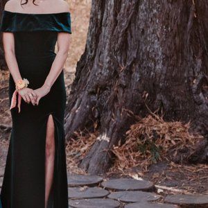 Bhdln/Anthropologie Velvet Emerald Green Long Dress